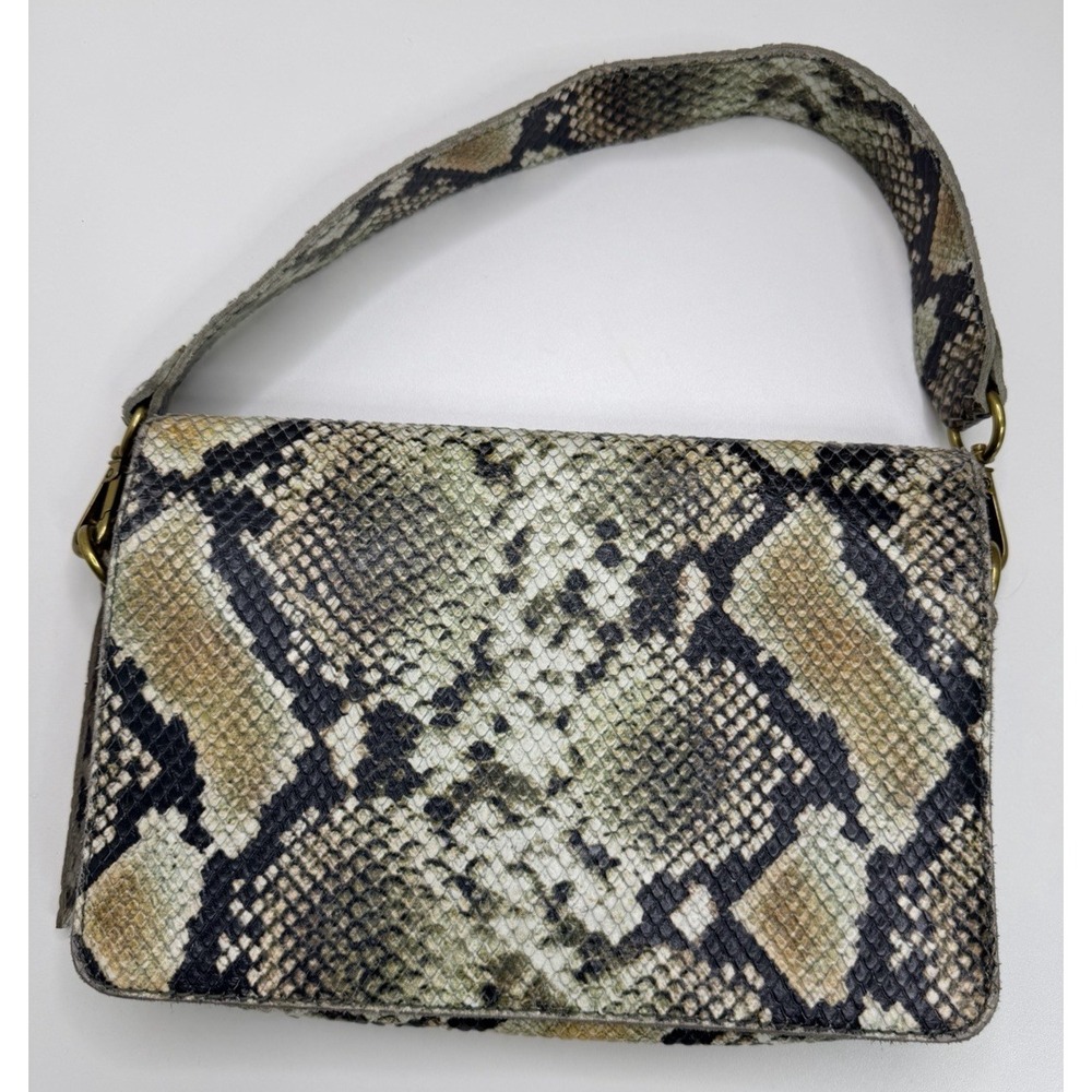 Madewell The Flap Convertible Snake Embossed Leather Wristlet Handbag Flaw